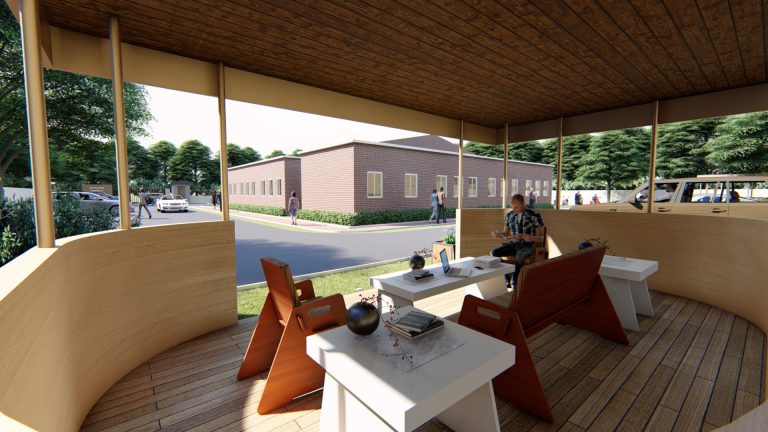 Exterior 3d rendering of private university
