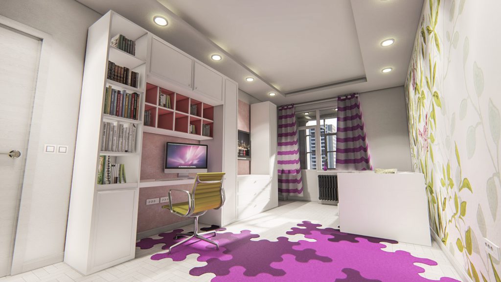 Girls room interior 3d rendering