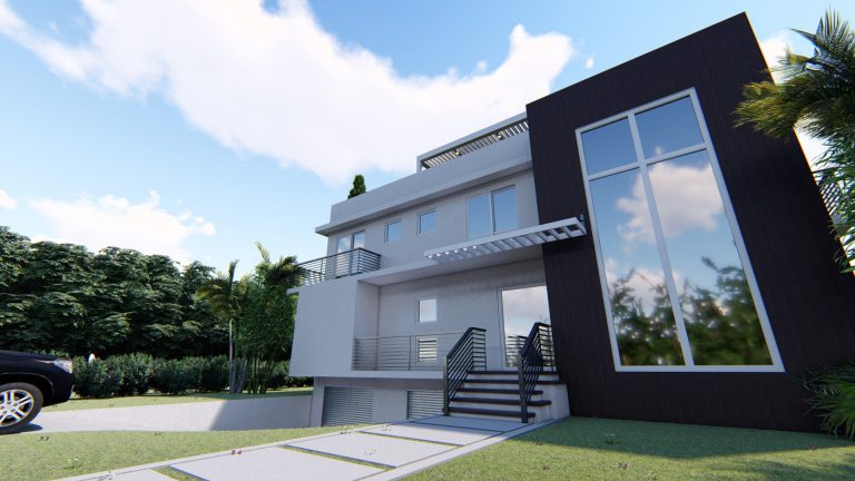 exterior of a house 3d rendering