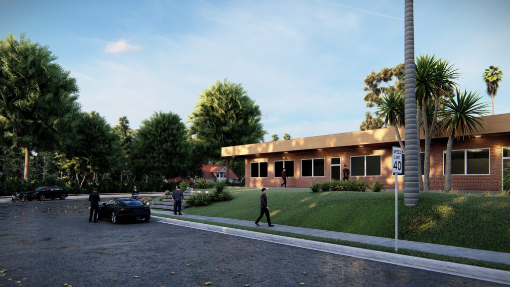 School 3d exterior rendering